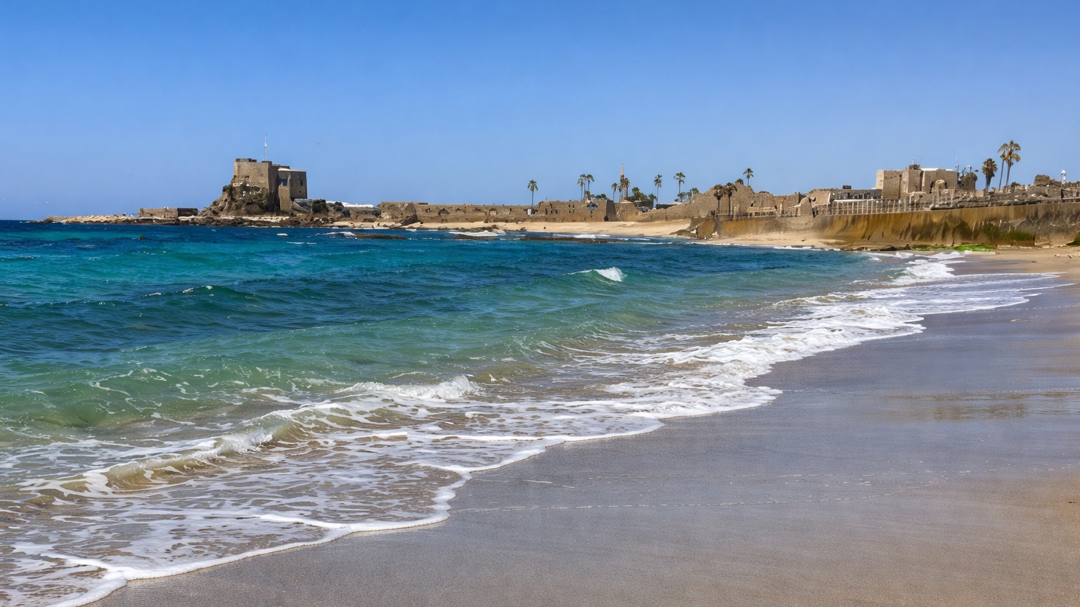 Caesarea ruins along the Mediterranean Sea